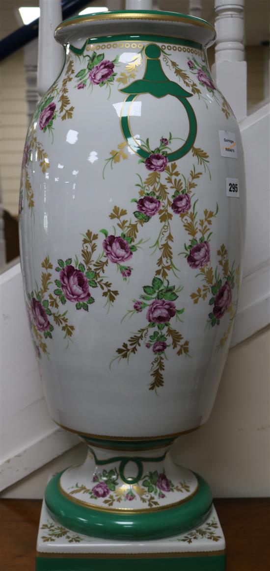 A large Mangani pottery vase decorated with roses, height 70cm